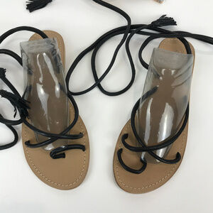 NWOT ASOS Leather toe/ankle wrap sandals Sz 8